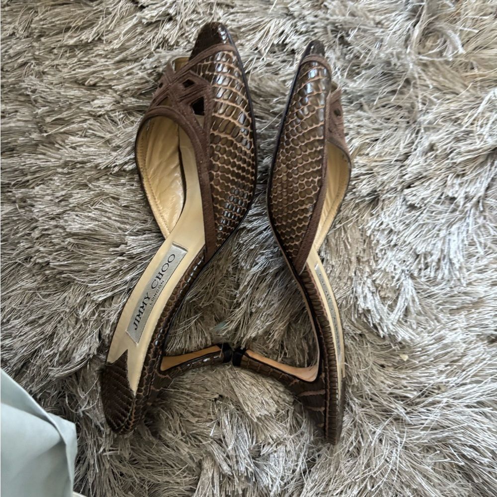 Jimmy choo reptile vintage slides open toe sandals heels pep toe heels mules y2k - Picture 5 of 5